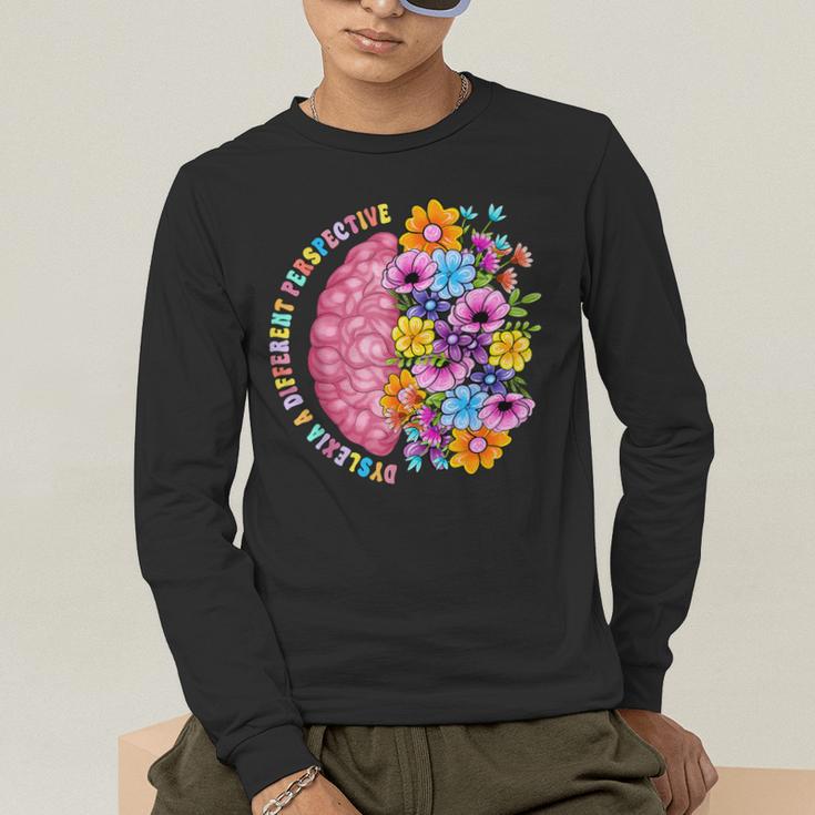 Dyslexia Different Perspective Reading Brain Floral Teacher Men's Long Sleeve T-Shirt, funny gift Dyslexia Different Perspective Reading Brain Floral Teacher Men's Long Sleeve T-Shirt, funny gift