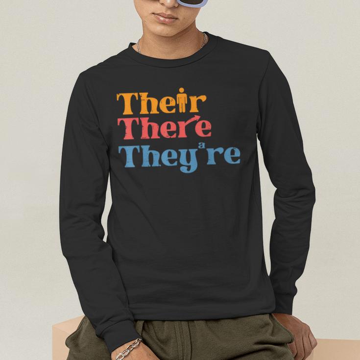 English Teacher Their There Theyre Grammar Men Women Men's Long Sleeve T-Shirt, funny gift