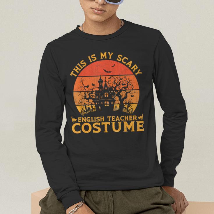 English Teacher Matching This Is My Scary Halloween Costume Men's Long Sleeve T-Shirt, funny gift