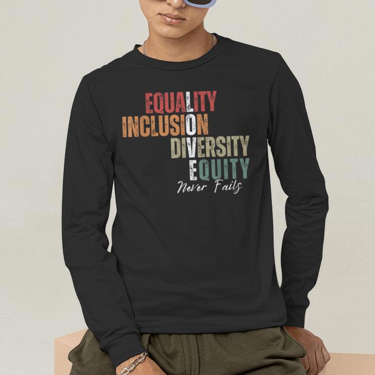 Equality Inclusion Diversity Equity Love Never Fails Teacher Men's Long Sleeve T-Shirt, funny gift Equality Inclusion Diversity Equity Love Never Fails Teacher Men's Long Sleeve T-Shirt, funny gift