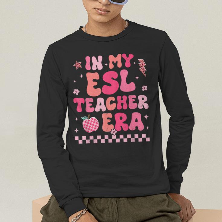 In My Esl Teacher Era Back To School ESL Teacher Groovy Men's Long Sleeve T-Shirt, funny gift