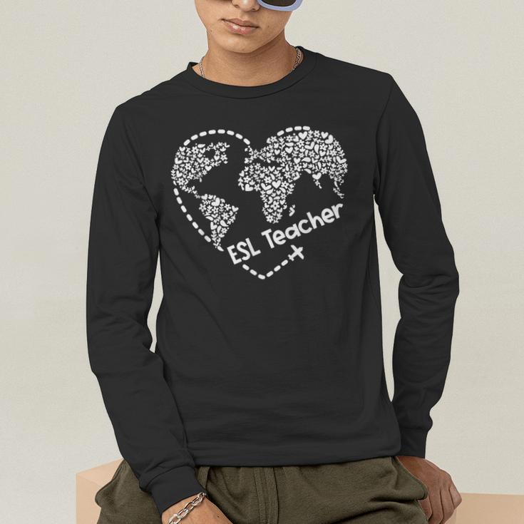 ESL Teacher ESOL Student Cute Heart Shape English Teacher Men's Long Sleeve T-Shirt, funny gift