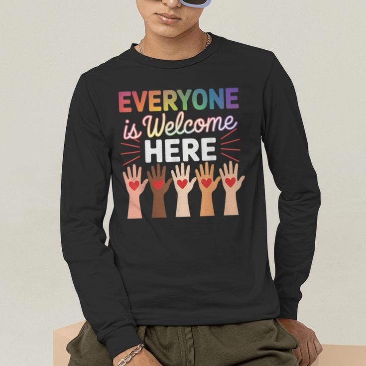 Everyone Is Welcome Here Shirt Teacher Men's Long Sleeve T-Shirt, funny gift Everyone Is Welcome Here Shirt Teacher Men's Long Sleeve T-Shirt, funny gift