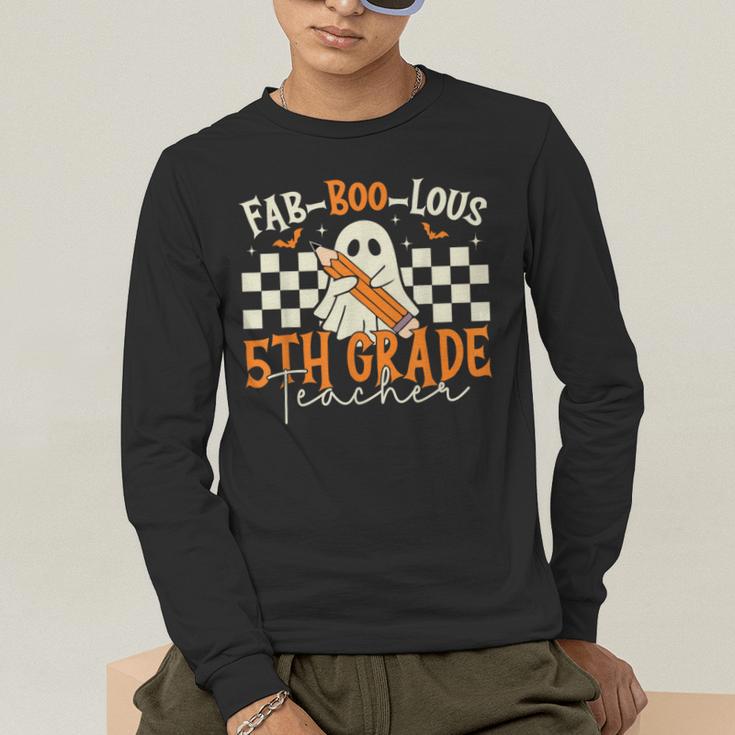 Fab Boo Lous 5th Grade Teacher Retro Ghost Spooky Halloween Men's Long Sleeve T-Shirt, funny gift Fab Boo Lous 5th Grade Teacher Retro Ghost Spooky Halloween Men's Long Sleeve T-Shirt, funny gift
