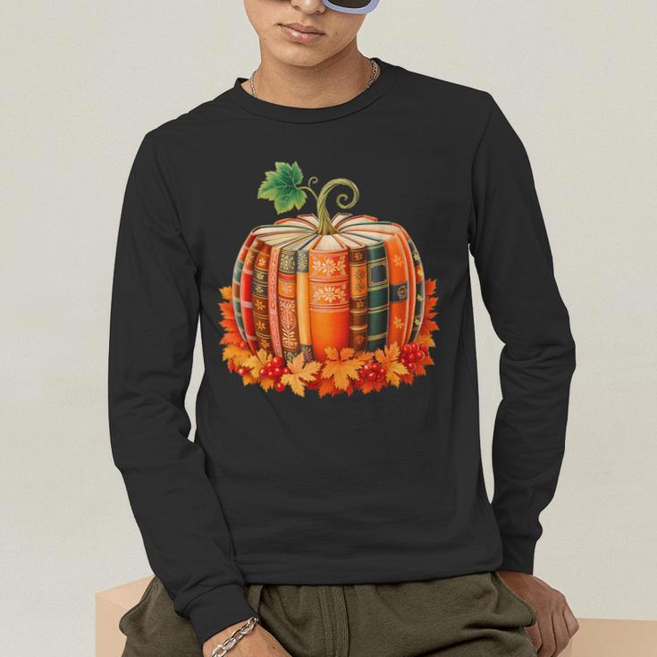 Fall Book Autumn Reading Teacher Halloween Pumpkin Season Men's Long Sleeve T-Shirt, funny gift Fall Book Autumn Reading Teacher Halloween Pumpkin Season Men's Long Sleeve T-Shirt, funny gift