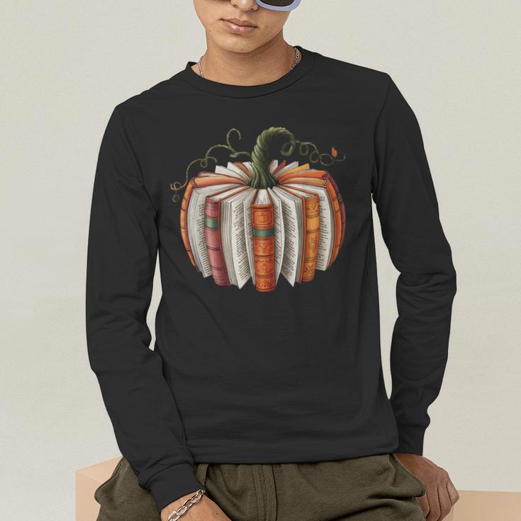 Fall Book Pumpkin Retro Reading Halloween Teacher Librarian Men's Long Sleeve T-Shirt, funny gift Fall Book Pumpkin Retro Reading Halloween Teacher Librarian Men's Long Sleeve T-Shirt, funny gift