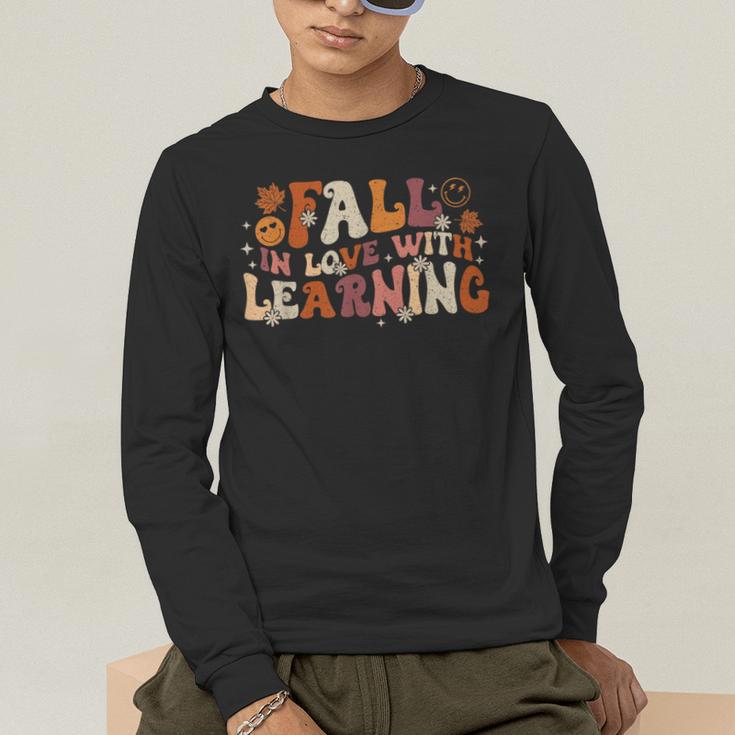 Fall In Love With Learning Autum Thanksgiving Teacher Kids Men's Long Sleeve T-Shirt, funny gift Fall In Love With Learning Autum Thanksgiving Teacher Kids Men's Long Sleeve T-Shirt, funny gift