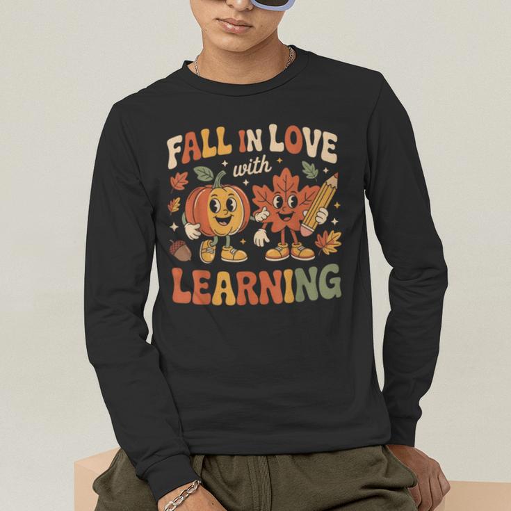 Fall In Love With Learning Retro Autumn Thanksgiving Teacher Men's Long Sleeve T-Shirt, funny gift Fall In Love With Learning Retro Autumn Thanksgiving Teacher Men's Long Sleeve T-Shirt, funny gift