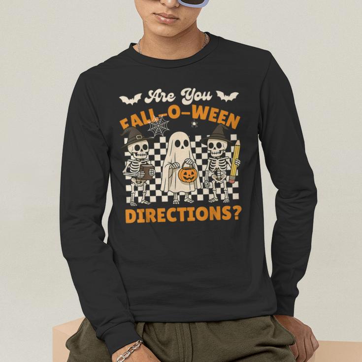 Are You Fall o Ween Directions Halloween Skeleton Teacher Men's Long Sleeve T-Shirt, funny gift Are You Fall o Ween Directions Halloween Skeleton Teacher Men's Long Sleeve T-Shirt, funny gift