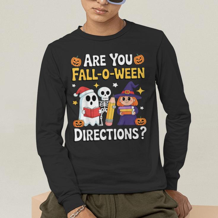 Are You Fall O Ween Directions Halloween Teacher Ghost Men's Long Sleeve T-Shirt, funny gift Are You Fall O Ween Directions Halloween Teacher Ghost Men's Long Sleeve T-Shirt, funny gift