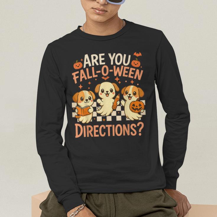 Are You Fall O Ween Directions Teacher Halloween Dog Ghost Men's Long Sleeve T-Shirt, funny gift Are You Fall O Ween Directions Teacher Halloween Dog Ghost Men's Long Sleeve T-Shirt, funny gift