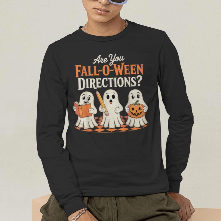Are You Fall O Ween DirectionsRetro Teacher Halloween Ghost Men's Long Sleeve T-Shirt, funny gift Are You Fall O Ween DirectionsRetro Teacher Halloween Ghost Men's Long Sleeve T-Shirt, funny gift