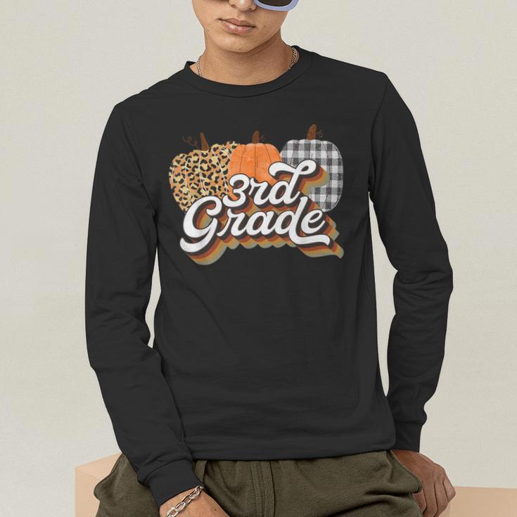 Fall Teacher Shirt 3rd Grade Teacher Retro Halloween Pumpkin Men's Long Sleeve T-Shirt, funny gift Fall Teacher Shirt 3rd Grade Teacher Retro Halloween Pumpkin Men's Long Sleeve T-Shirt, funny gift