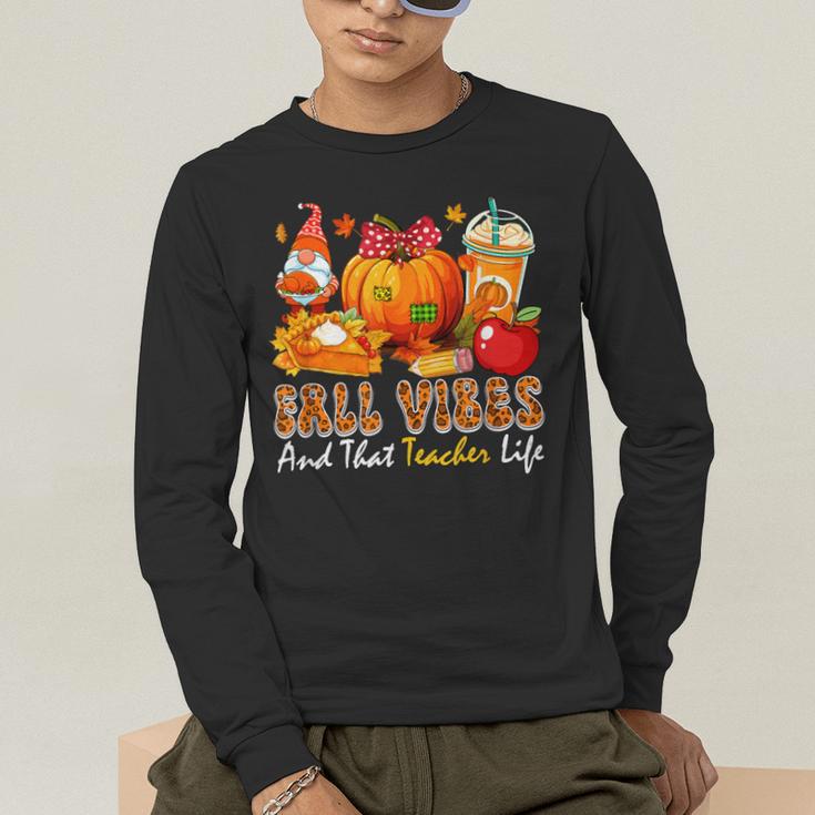 Fall Vibes Costume Teacher Thanksgiving Leopard Gnome Men's Long Sleeve T-Shirt, funny gift Fall Vibes Costume Teacher Thanksgiving Leopard Gnome Men's Long Sleeve T-Shirt, funny gift