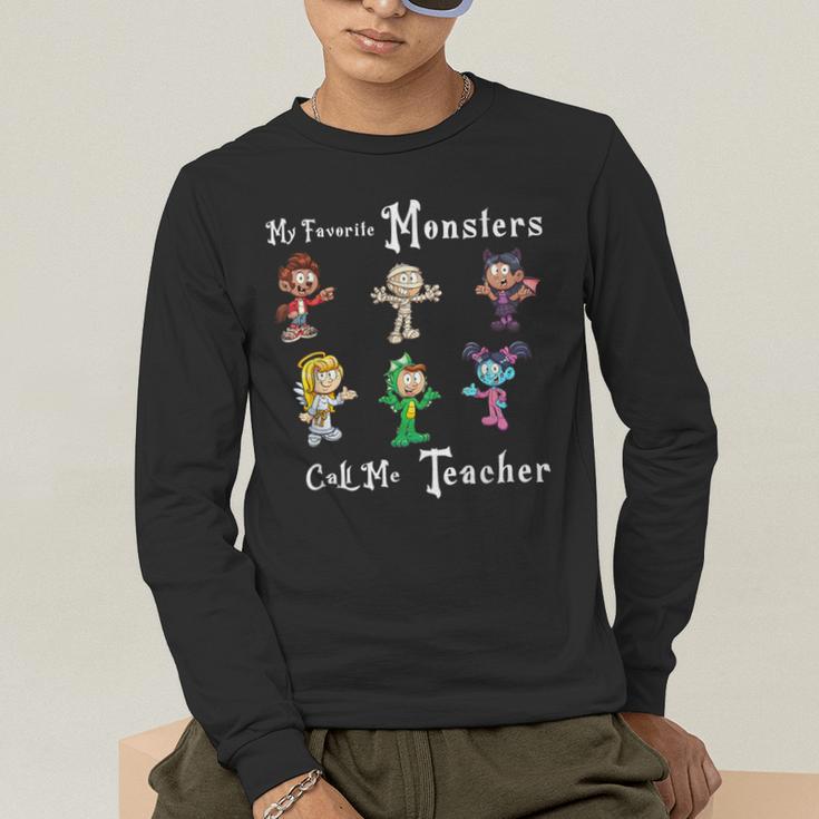 My Favorite Monsters Call Me Teacher Thank Mummy Vampire Bat Men's Long Sleeve T-Shirt, funny gift My Favorite Monsters Call Me Teacher Thank Mummy Vampire Bat Men's Long Sleeve T-Shirt, funny gift