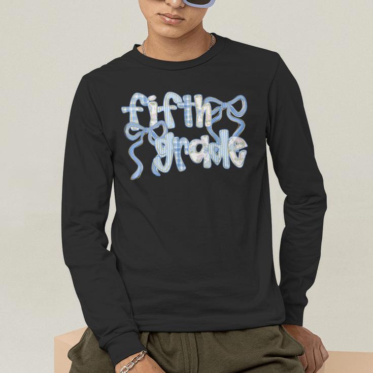 Fifth Grade Team Coquette Bow 5th Grade Teacher Girl Kid Men's Long Sleeve T-Shirt, funny gift