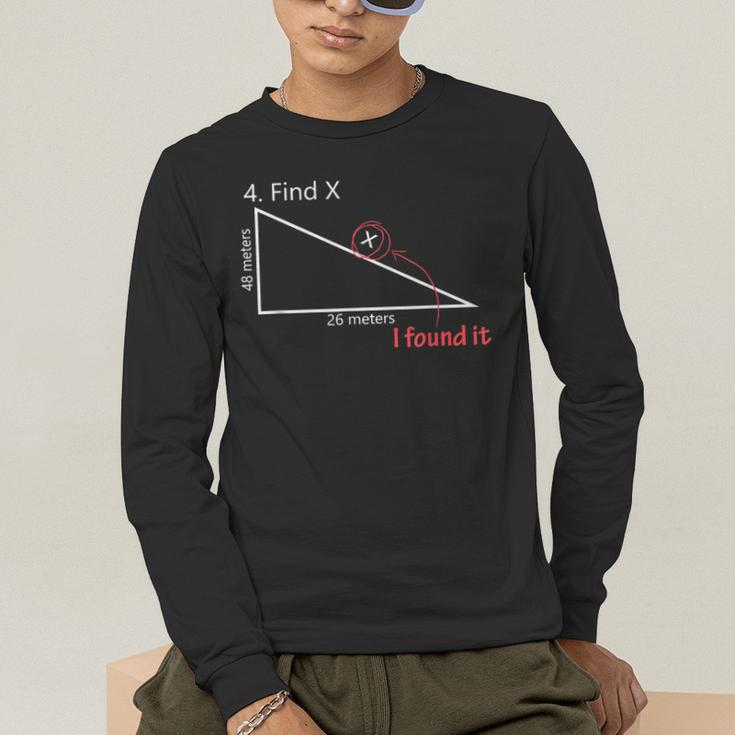 Find X Math Teacher Graphic Sarcastic Novelty Dad Joke Men's Long Sleeve T-Shirt, funny gift