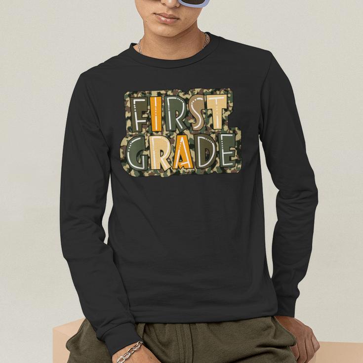 First 1St Grade Camo Camouflage Boy Teacher Back To School Men's Long Sleeve T-Shirt, funny gift First 1St Grade Camo Camouflage Boy Teacher Back To School Men's Long Sleeve T-Shirt, funny gift