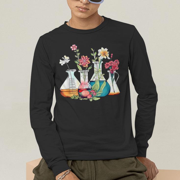 Floral Beakers Chemistry Lab Teacher Men's Long Sleeve T-Shirt, funny gift Floral Beakers Chemistry Lab Teacher Men's Long Sleeve T-Shirt, funny gift