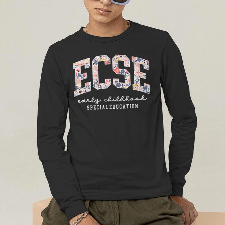 Floral ECSE Early Childhood Special Education SPED Teacher Men's Long Sleeve T-Shirt, funny gift