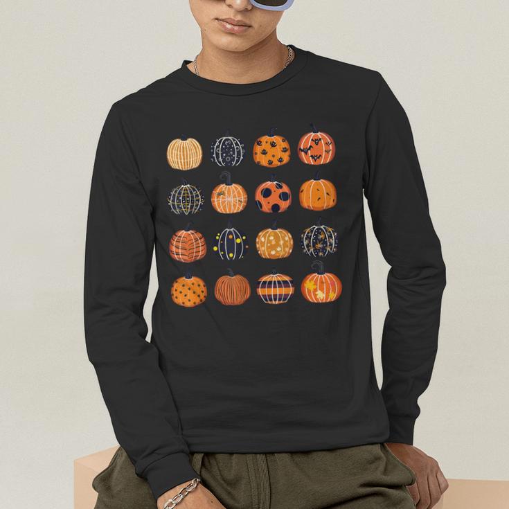 Folk Art Pumpkins Teacher Nurses Admin Witch Halloween Cute Men's Long Sleeve T-Shirt, funny gift