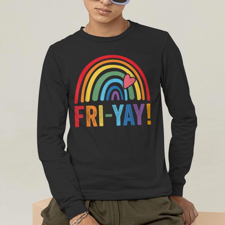 Fri-Yay Friyay Rainbow Colors Teacher Childrens Fun Designs Men's Long Sleeve T-Shirt, funny gift
