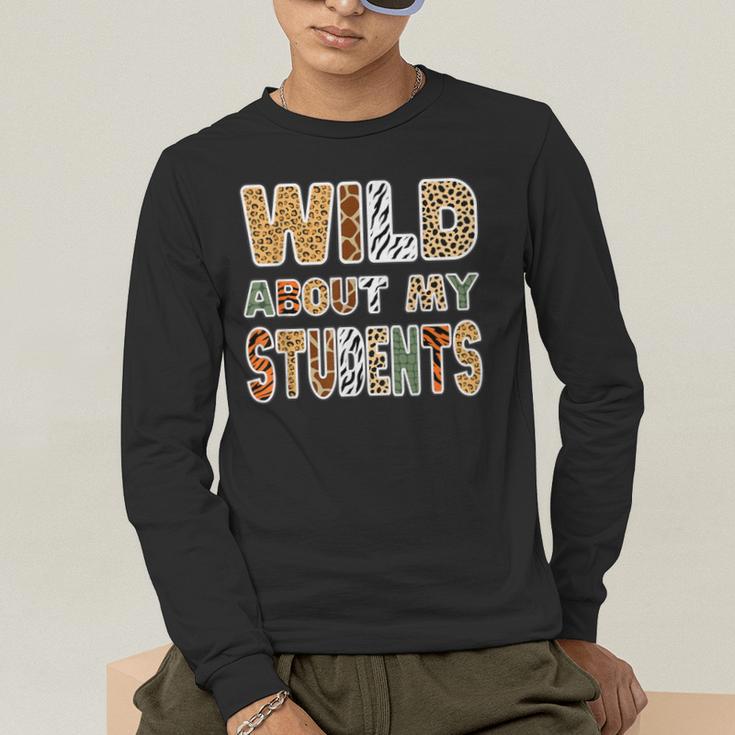 Fun Zoo Animal Print Teacher Shirts Wild About My Students Men's Long Sleeve T-Shirt, funny gift Fun Zoo Animal Print Teacher Shirts Wild About My Students Men's Long Sleeve T-Shirt, funny gift