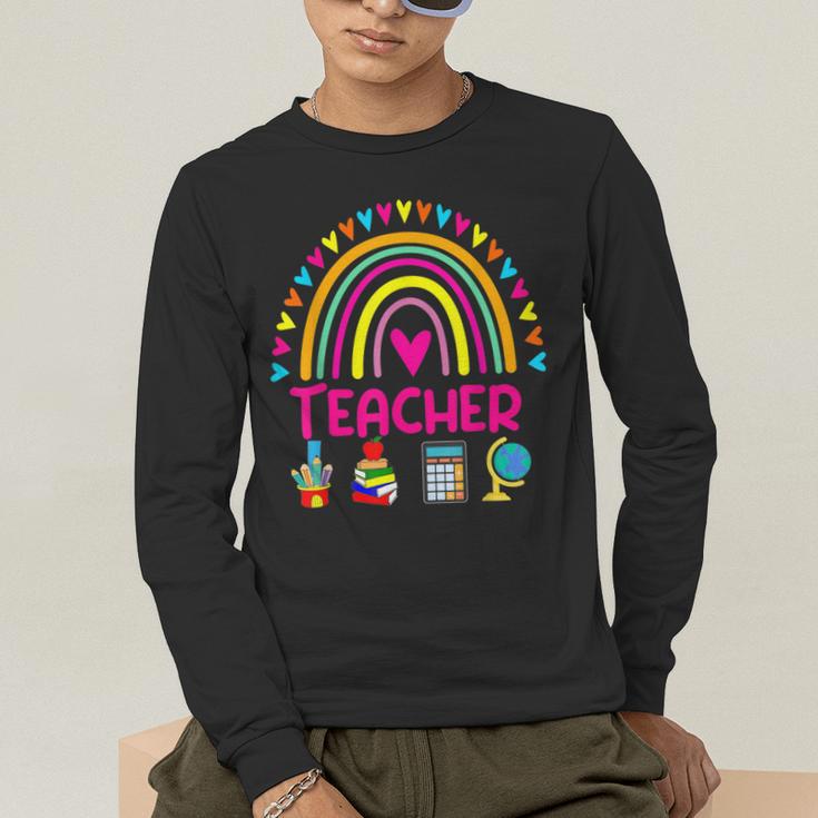 Future Kids Career Teacher Rainbow Boy Girl Graduations Men's Long Sleeve T-Shirt, funny gift