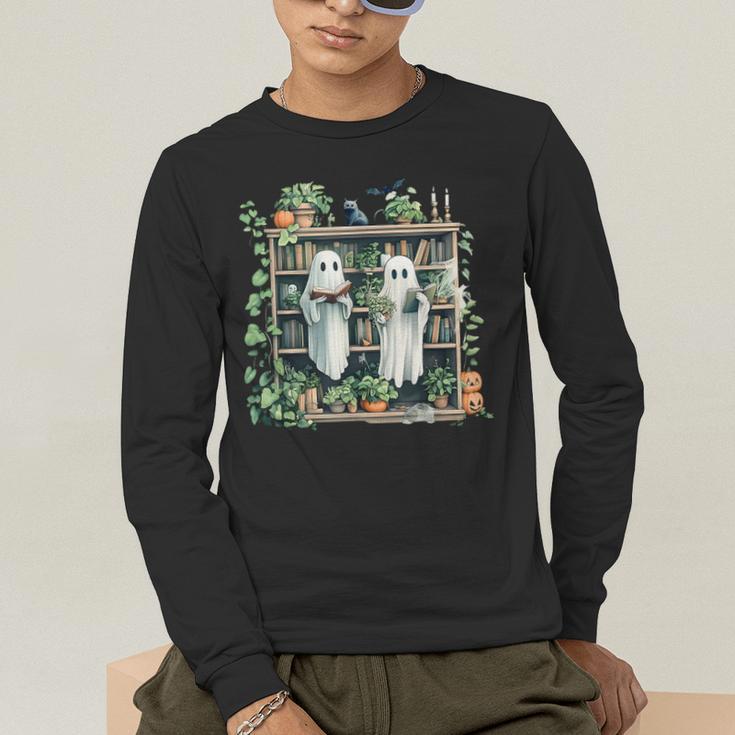 Ghost Plant Library Halloween Reading Books Teacher Vintage Men's Long Sleeve T-Shirt, funny gift Ghost Plant Library Halloween Reading Books Teacher Vintage Men's Long Sleeve T-Shirt, funny gift