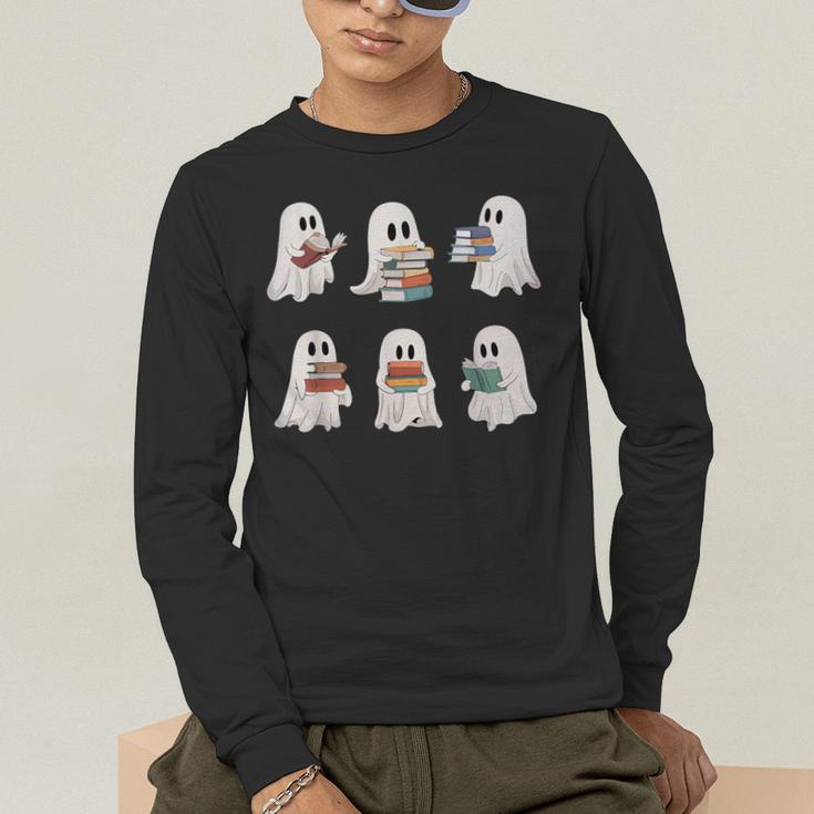 Ghost Reading Books Teacher Halloween Librarian Cute Boook Men's Long Sleeve T-Shirt, funny gift Ghost Reading Books Teacher Halloween Librarian Cute Boook Men's Long Sleeve T-Shirt, funny gift