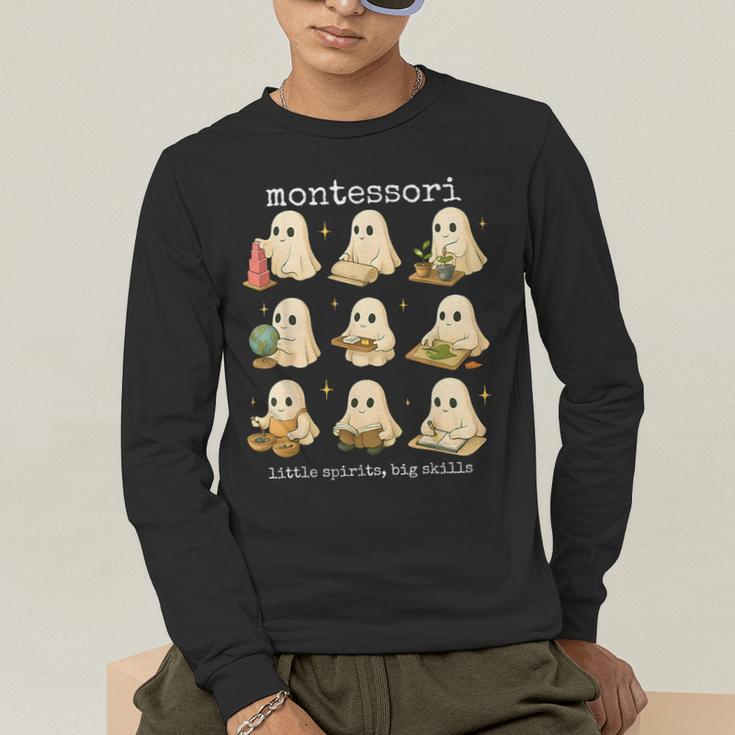 Ghosts Halloween Montessori Teacher Educator Costume Men's Long Sleeve T-Shirt, funny gift