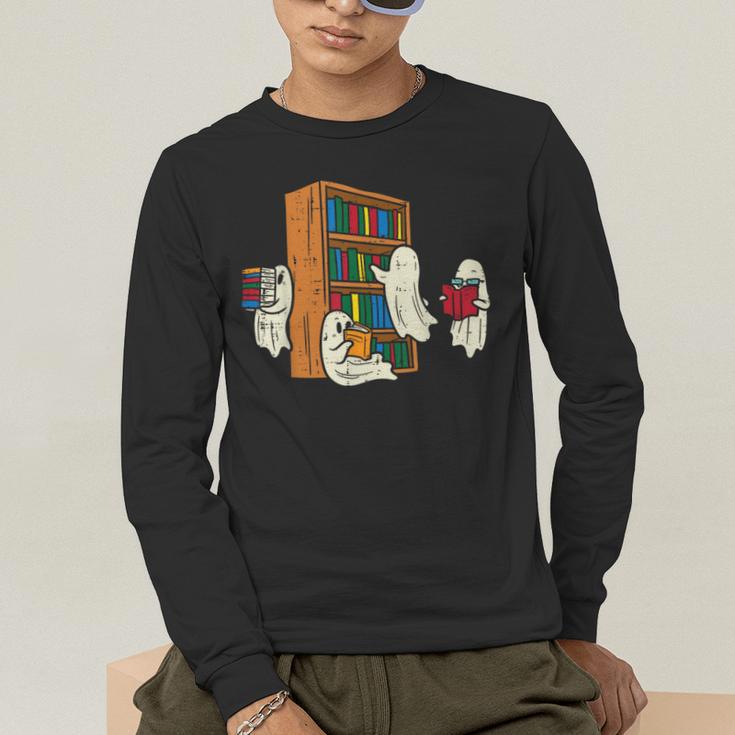 Ghosts Reading Books Teacher Halloween Librarian Boooks Men's Long Sleeve T-Shirt, funny gift Ghosts Reading Books Teacher Halloween Librarian Boooks Men's Long Sleeve T-Shirt, funny gift