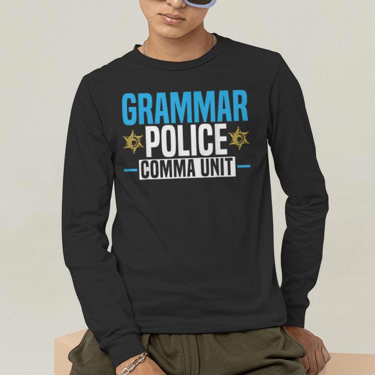 Grammar Police Comma Unit English Teacher Grammar Teacher For Men Women Men's Long Sleeve T-Shirt, funny gift