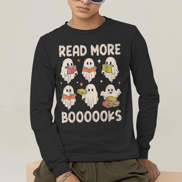 Groovy Halloween Ghost Read More Boooooks Librarian Teacher For Men Women Kids Men's Long Sleeve T-Shirt, funny gift Groovy Halloween Ghost Read More Boooooks Librarian Teacher For Men Women Kids Men's Long Sleeve T-Shirt, funny gift