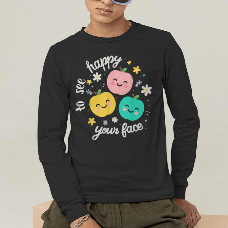 Groovy Happy To See Your Face Teacher School Appreciation Men's Long Sleeve T-Shirt, funny gift Groovy Happy To See Your Face Teacher School Appreciation Men's Long Sleeve T-Shirt, funny gift