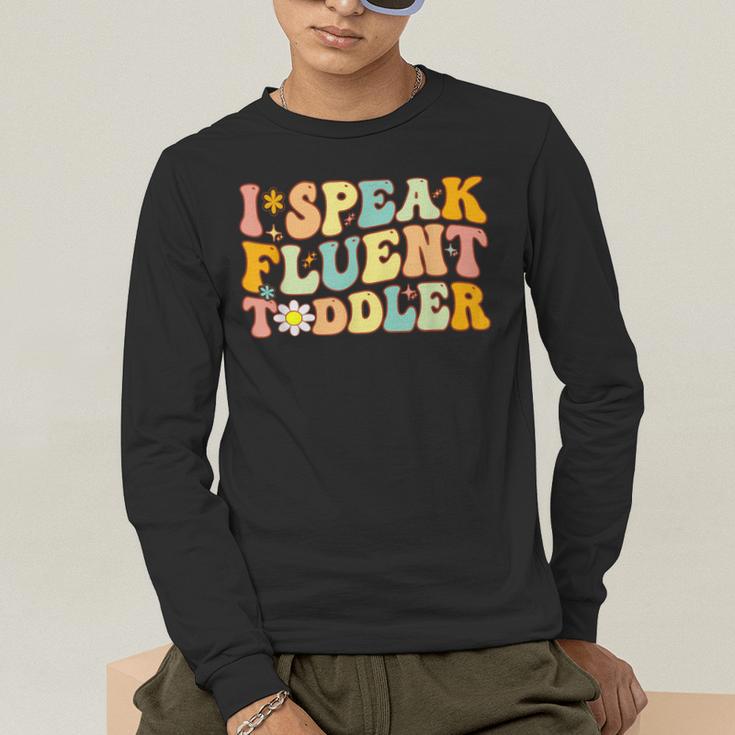 Groovy I Speak Fluent Toddler Daycare Provider Teacher Men's Long Sleeve T-Shirt, funny gift Groovy I Speak Fluent Toddler Daycare Provider Teacher Men's Long Sleeve T-Shirt, funny gift