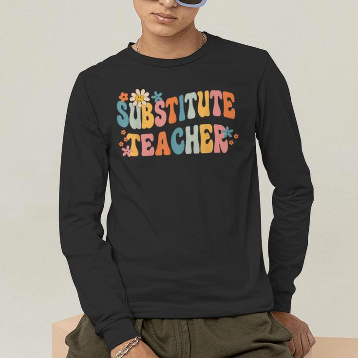 Groovy Substitute Teacher Retro Teacher Back To School Men's Long Sleeve T-Shirt, funny gift Groovy Substitute Teacher Retro Teacher Back To School Men's Long Sleeve T-Shirt, funny gift