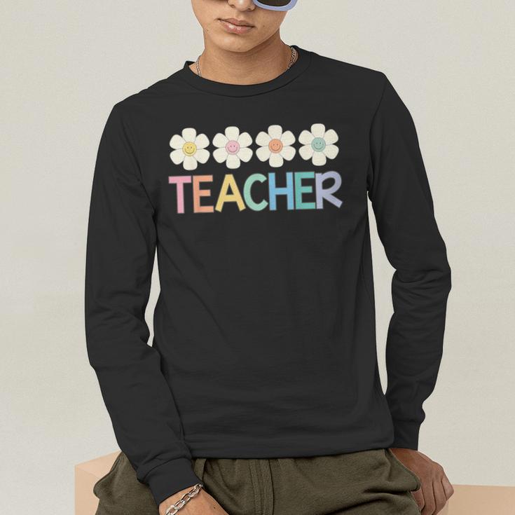 Groovy Teacher Cute Daisy Flower Retro Back To School Men's Long Sleeve T-Shirt, funny gift Groovy Teacher Cute Daisy Flower Retro Back To School Men's Long Sleeve T-Shirt, funny gift