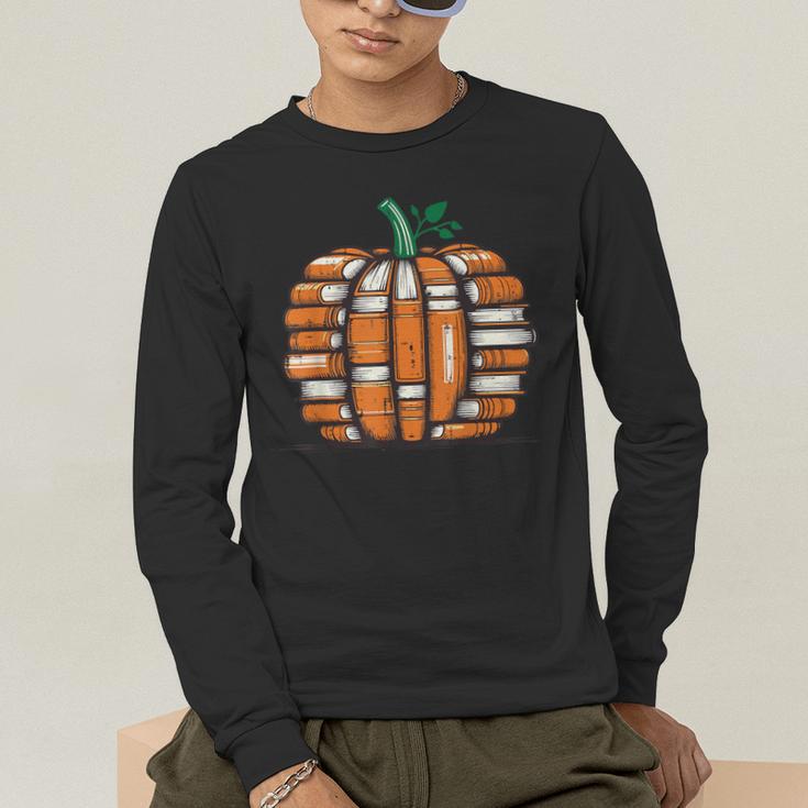 Halloween Books Pumpkin Reading Teacher Fall Men Women Men's Long Sleeve T-Shirt, funny gift Halloween Books Pumpkin Reading Teacher Fall Men Women Men's Long Sleeve T-Shirt, funny gift