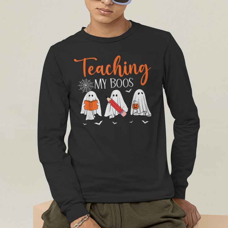 Halloween Ghost Teachers Teaching My Boos Costume Women Men Men's Long Sleeve T-Shirt, funny gift Halloween Ghost Teachers Teaching My Boos Costume Women Men Men's Long Sleeve T-Shirt, funny gift