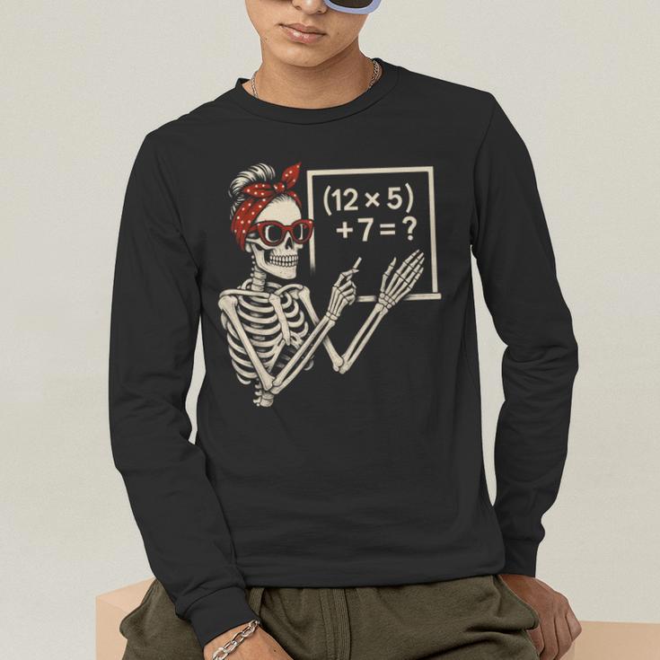 Halloween Math Teacher Skeleton Six Seven Meme Brainrot Men's Long Sleeve T-Shirt, funny gift Halloween Math Teacher Skeleton Six Seven Meme Brainrot Men's Long Sleeve T-Shirt, funny gift
