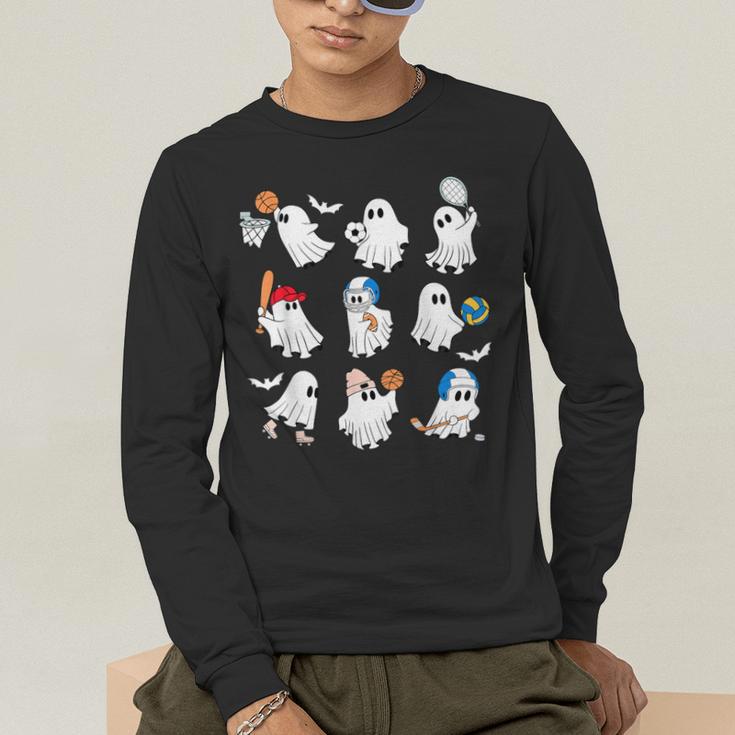 Halloween PE Teacher Ghost Playing Soccer Football Baseball Men's Long Sleeve T-Shirt, funny gift Halloween PE Teacher Ghost Playing Soccer Football Baseball Men's Long Sleeve T-Shirt, funny gift