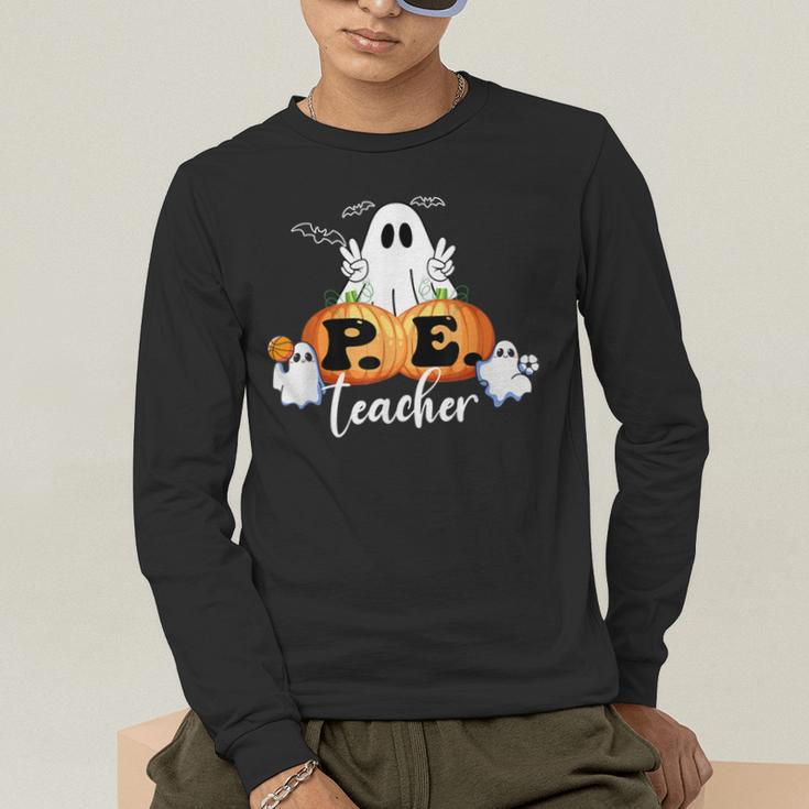 Halloween PE Teacher Ghosts Pumpkins Sports Lover Men's Long Sleeve T-Shirt, funny gift Halloween PE Teacher Ghosts Pumpkins Sports Lover Men's Long Sleeve T-Shirt, funny gift