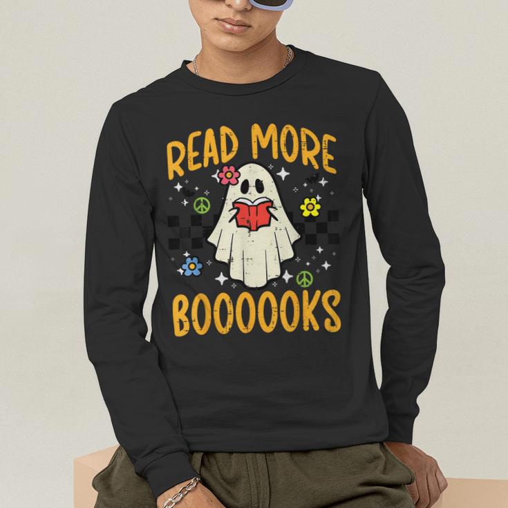 Halloween Read More Books Retro Costume Teacher Women Girls Men's Long Sleeve T-Shirt, funny gift