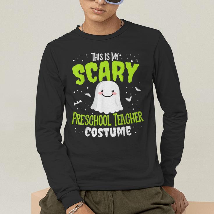 Halloween This Is My Scary Preschool Teacher Custome For Men Women Kids Men's Long Sleeve T-Shirt, funny gift