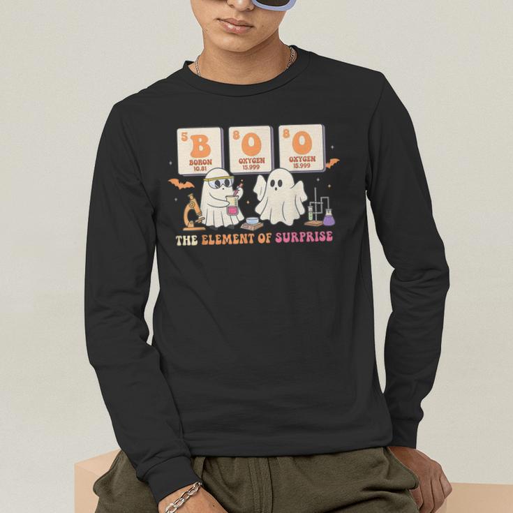 Halloween Science Teacher Boo Ghost The Element Of Surprise Men's Long Sleeve T-Shirt, funny gift Halloween Science Teacher Boo Ghost The Element Of Surprise Men's Long Sleeve T-Shirt, funny gift