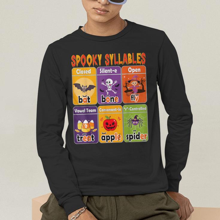 Halloween Spooky Syllable Types Teacher Educational Men's Long Sleeve T-Shirt, funny gift Halloween Spooky Syllable Types Teacher Educational Men's Long Sleeve T-Shirt, funny gift