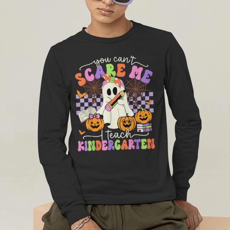Halloween Teacher You Can't Scare Me I Teach Kindergarten Men's Long Sleeve T-Shirt, funny gift