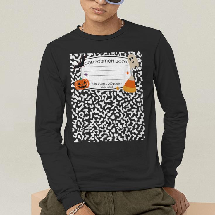 Halloween Teacher Composition Book Notebook Matching Group Men's Long Sleeve T-Shirt, funny gift Halloween Teacher Composition Book Notebook Matching Group Men's Long Sleeve T-Shirt, funny gift