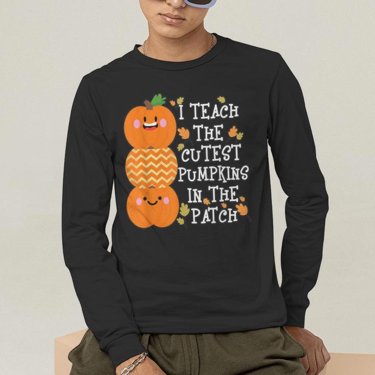 Halloween Teacher Shirt I Teach The Cutest Pumpkins In Patch Men Women Kids Men's Long Sleeve T-Shirt, funny gift